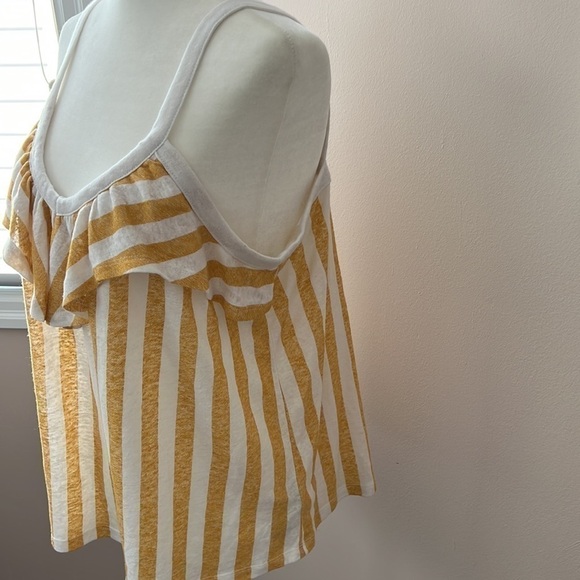 OLD Navy L Linen Yellow Striped Cami Blouse - Picture 2 of 6
